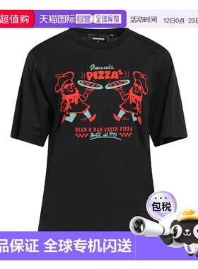 1h可退 香港直邮Dsquared2 二次方 女士 T恤 black黑色 舒适时尚