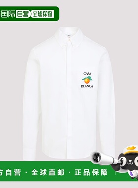 1h可退 香港直邮Casablanca 男士 长袖刺绣橙色牛津衬衫 MPS25SH1