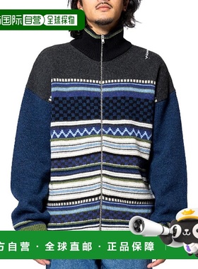 1h可退 香港直邮Marni 玛尼 男士 高領條紋開襟衫 CDMG0168Q0UFWH