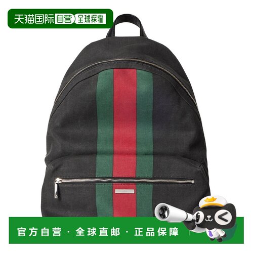 自营欧洲直邮GUCCI古驰 Positano男士黑色帆布大号双肩包