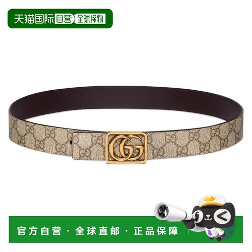 自营欧洲直邮GUCCI古驰 GG Marmont男士米色/棕色Supreme帆布双面
