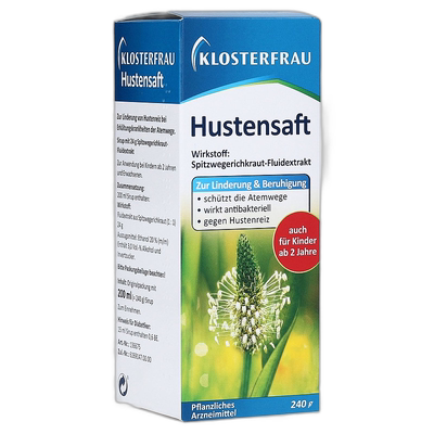 欧洲直邮Klosterfrau德国修女儿童咳嗽干咳止咳车前草糖浆240g2岁