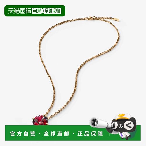 自营欧洲直邮Baccarat巴卡拉 Trefle女士红色18K镀金纯银四叶草项
