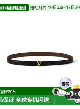 1h可退 LV MINI MONOGRAM 徽标印花 双面皮带 女款 棕色/黑色 宽1
