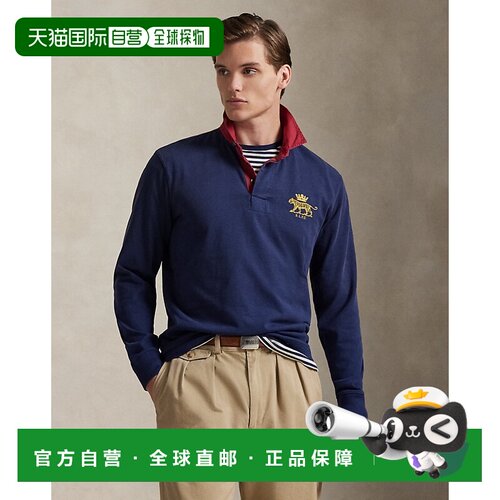 自营欧洲直邮Ralph Lauren拉夫劳伦 男士海军蓝棉质刺绣经典款橄