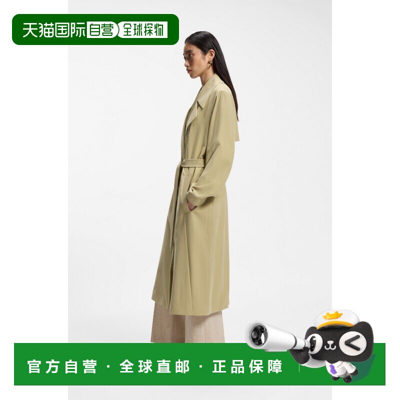 欧洲直邮自营HUGO BOSS雨果博斯 女士浅米色斜纹布风衣