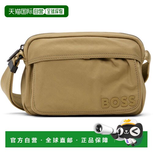 香港直邮BOSS 波士 男士 驼色 Nylon Logo Patch 斜挎包 50558132