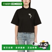 黑色棉质刺绣T恤 1h可退 PWA 棕榈天使 女士 香港直邮Palm Angels