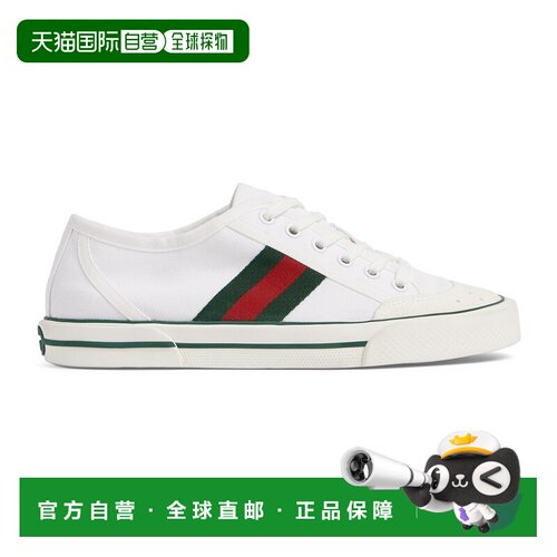 自营欧洲直邮GUCCI古驰 Tennis 1977女士白色帆布运动鞋