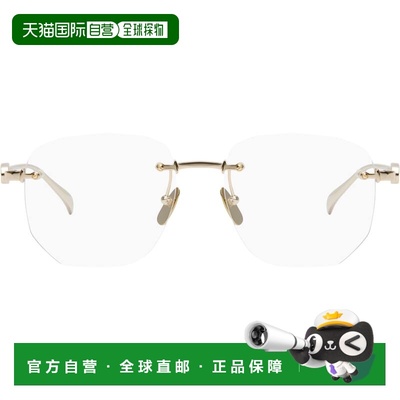 1h可退 香港直邮Gucci 古驰 女士 金色 Block Text Square Rimles