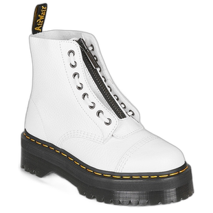 欧洲直邮dr. martens 女士白色厚底荔枝纹8孔拉链时尚休闲马丁靴