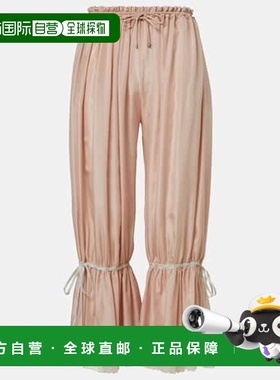 香港直邮Chloe 蔻依 女士 ponge 蕾丝边真丝七分裤新款休闲裤