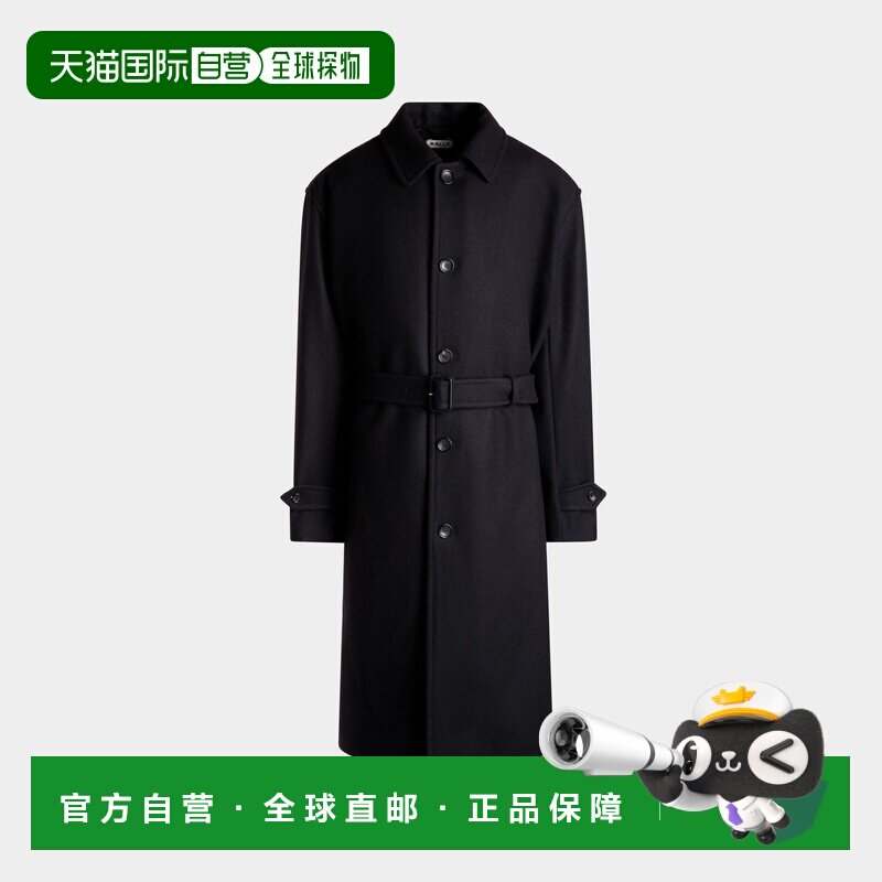 自营欧洲直邮Bally巴利 男士藏青色混纺羊毛单排扣大衣