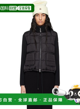 1h可退 香港直邮Moncler 盟可睐 女士 黑色拼接羽绒开衫 J20939B0