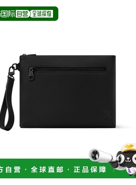 自营1h可退 欧洲直邮LV路易威登 Takeoff男士黑色小牛皮拉链开合