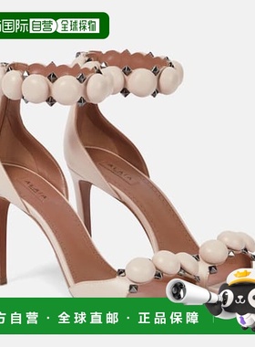 1h可退 香港直邮Alaia 女士 La Bombe 90 皮质凉鞋 beige米色 舒