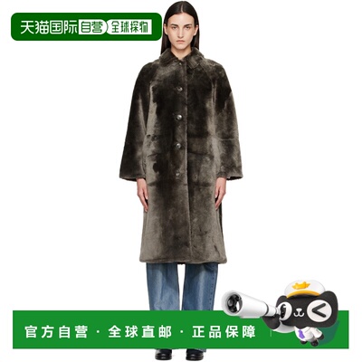香港直邮YVES SALOMON 女士 灰色毛皮大衣 27W26WYM61810MESI