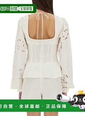 1h可退 香港直邮Marine Serre 女士 UPCYCLED 亚麻上衣 WSI028AUW