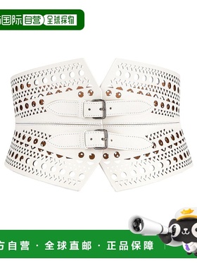 1h可退 香港直邮alaia 女士 双带扣皮带 AA1C302GC0A30 white白色