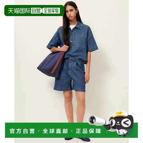 自营欧洲直邮Sessun思溯 Bermuda Santa port女士牛仔蓝百慕大短