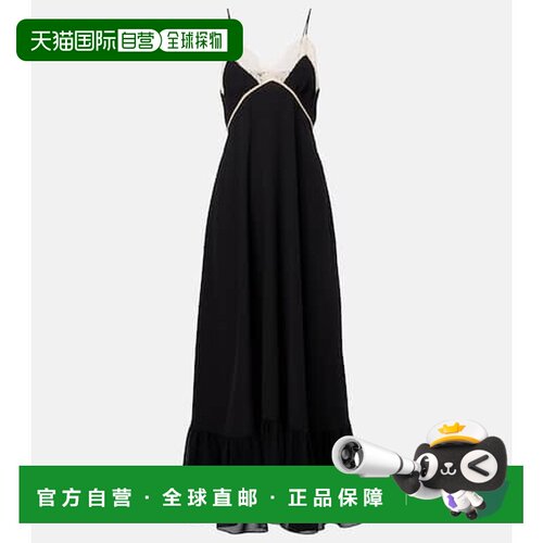 香港直邮Chloe 蔻依 女士 蕾丝边真丝雪纺中长连【付后1h可退】