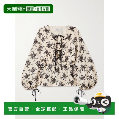1h可退 香港直邮SEA 海洋 女士 Joan tie-detailed 印花薄纱上衣