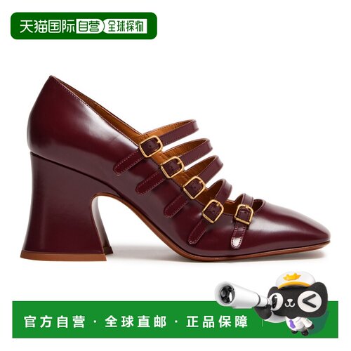 自营欧洲直邮CHLOE蔻依 Janis女士烧紫色漆皮方头高跟鞋厚底单鞋