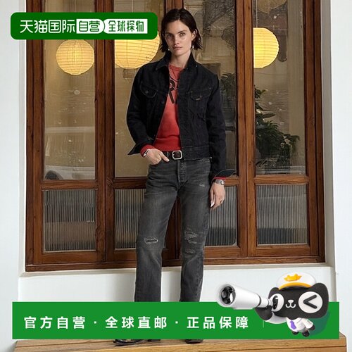 自营欧洲直邮RalphLauren拉夫劳伦 RRL黑色男友风贴片牛仔裤