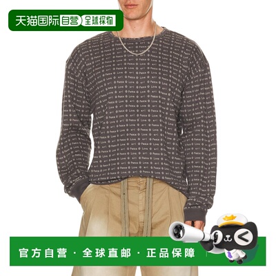 美国直邮Erl 男士 男女通款提花长袖针织T恤 ERL12T002