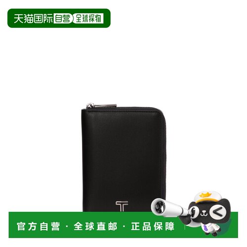 自营欧洲直邮Tumi途明 Belden男士黑色/枪灰色皮革T标识护照夹