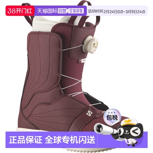自营欧洲直邮SALOMON 深红色合成材料女士全山地雪鞋雪地靴