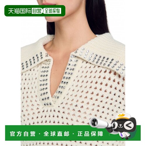 自营欧洲直邮Sandro 孔雀领羊毛毛衣长袖