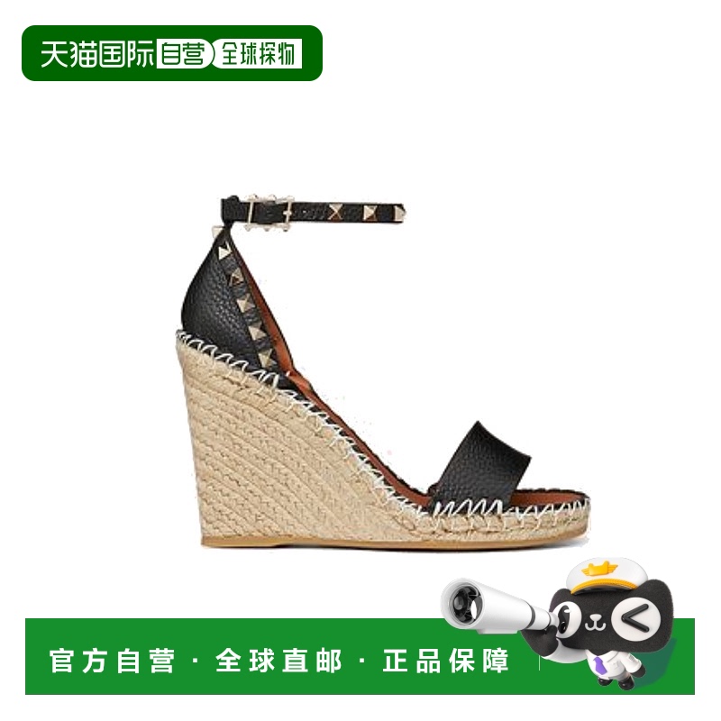 香港直邮VALENTINO Rockstud草编坡跟凉鞋 Women crov