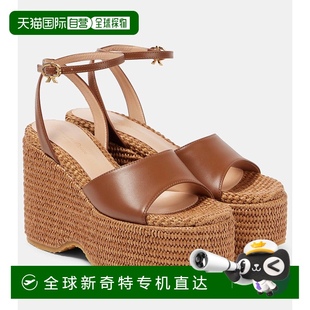 女士 香港直邮Gianvito 罗西 Rossi 皮质防水台帆布面凉 吉安维托