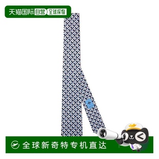 欧洲直邮Gucci 海军蓝桑蚕丝互扣腰带印花舒适领带 古驰 男士