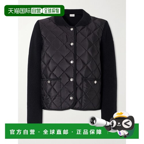香港直邮Moncler 盟可睐 女士 shell down 罗纹羊毛饰边绗缝针织
