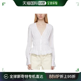 香港直邮Frame 白色抽褶罩衫 女士 Denim LWSH2496Blanc