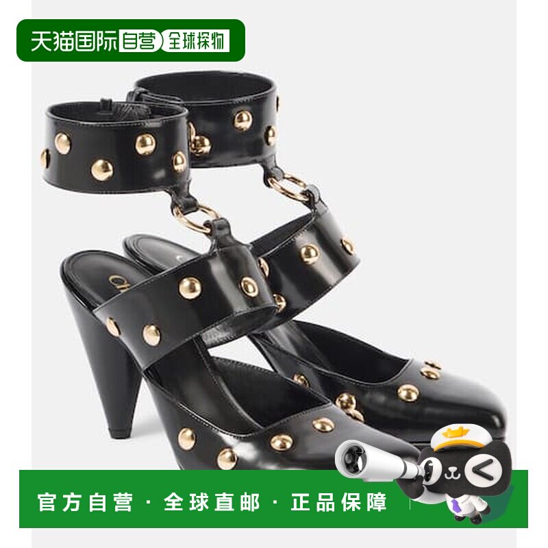 香港直邮Chloe 蔻依 女士 Jade 铆钉皮质浅口鞋 black黑色 舒适时
