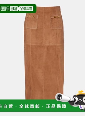 1h可退 香港直邮RIXO 女士 Edwina 高腰绒面革长款半身裙包臀裙