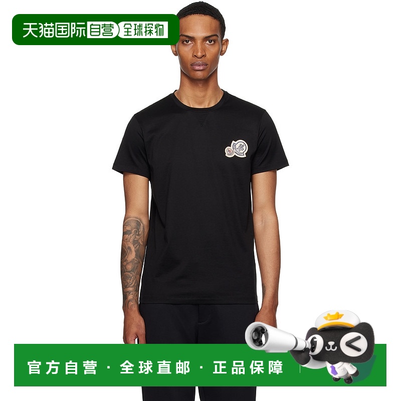 1h可退 香港直邮Moncler 盟可睐 男士 黑色 Double Logo Patch Co
