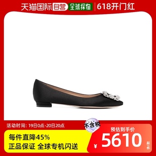 香港直邮Manolo 钻饰方扣平底鞋 HANGISIFLATCLCSATIN Blahnik