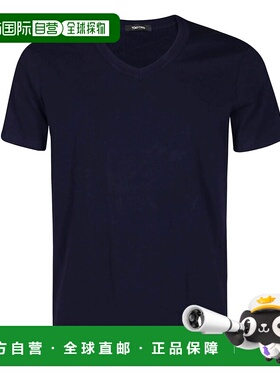 1h可退 香港直邮Tom Ford 汤姆 福特 男士 蓝色海军蓝棉质T恤 T4M
