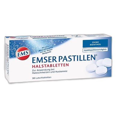 欧洲直邮Emser经典润喉片30粒天然舒缓缓解咽喉干痒不适日常护理
