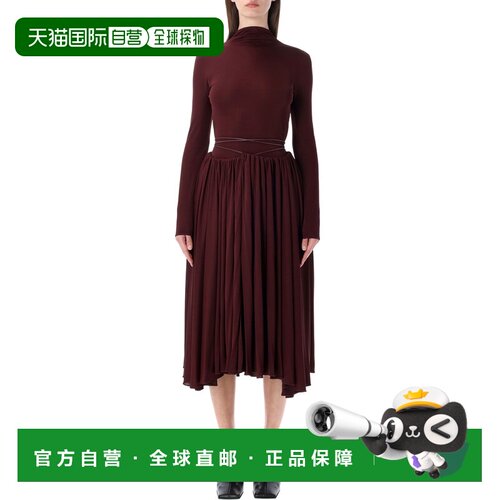 香港直邮ALAIA 女士连衣裙 AA9R2808J090C713 SS2026 酒红色a字裙