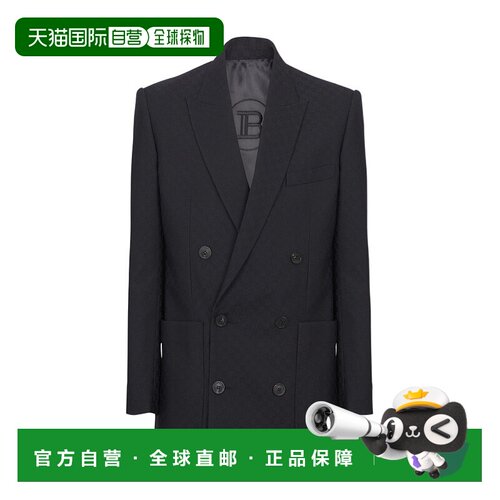 香港直邮Balmain Monogram 提花羊毛长袖西装外套 CH1SG030WC54