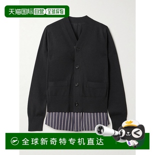 1h可退 层叠感条纹棉质府绸边棉混纺针织针织 香港直邮Sacai 女士