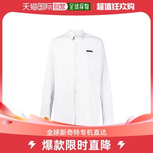 99新未使用 香港直邮PRADA 男士 衬 白色棉质左胸有口袋装 饰长袖