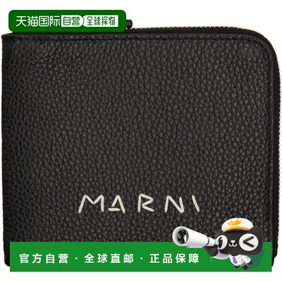 香港直邮Marni 玛尼 男士 黑色 Mending Embroidery Zip-Around