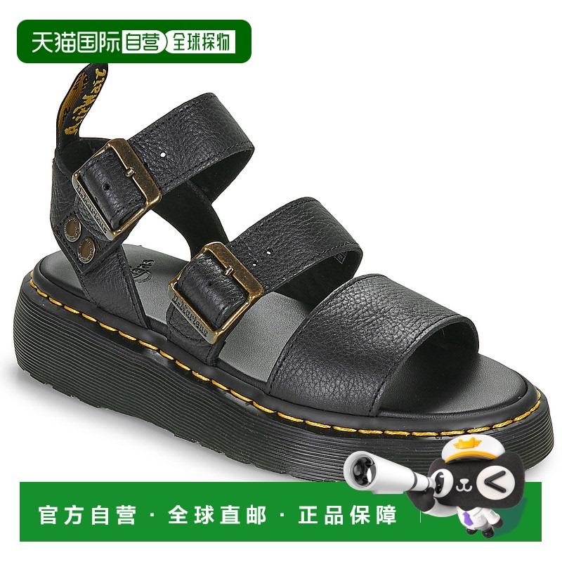欧洲直邮Dr. Martens 女士 Gryphon Quad Black Pisa 凉鞋 黑色