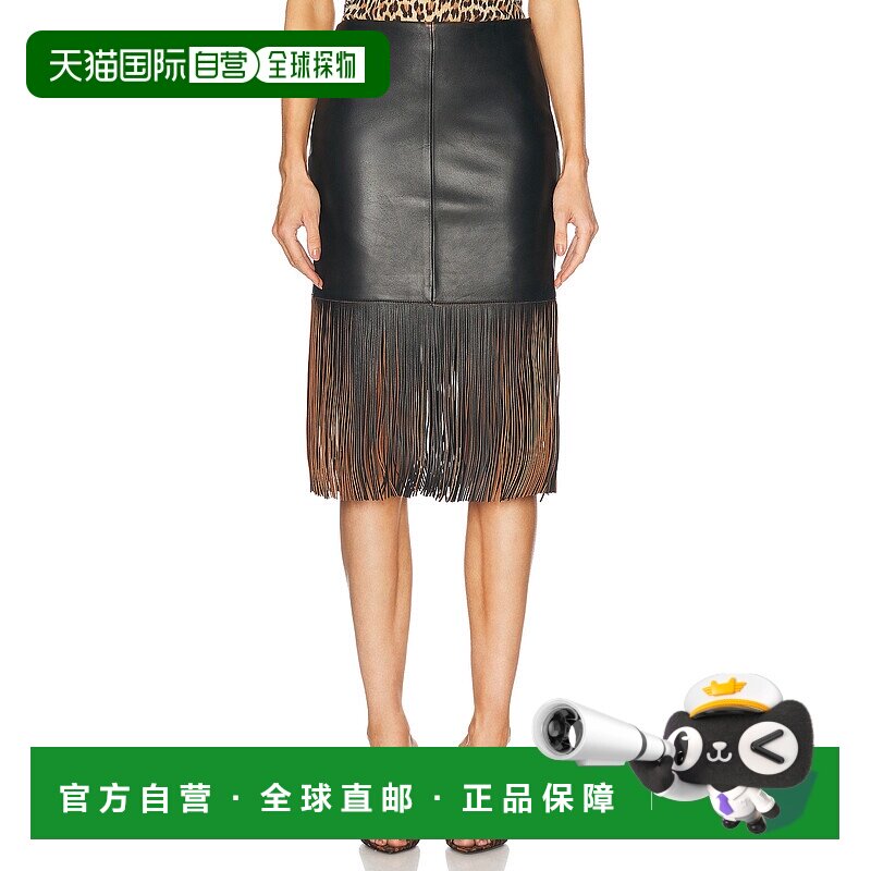1h可退 香港直邮Blumarine 蓝色情人 女士 流苏皮革半身裙 P522L0